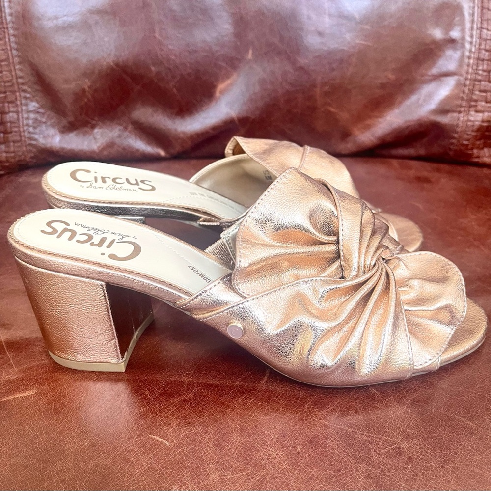 Circus By Sam Edelman Sahara Heel Sandals In Metallic Strawberry Gold Color Sz 8
